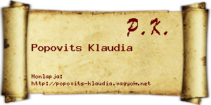 Popovits Klaudia névjegykártya